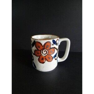 Vintage Flower Stoneware Mug, Mug with Handle